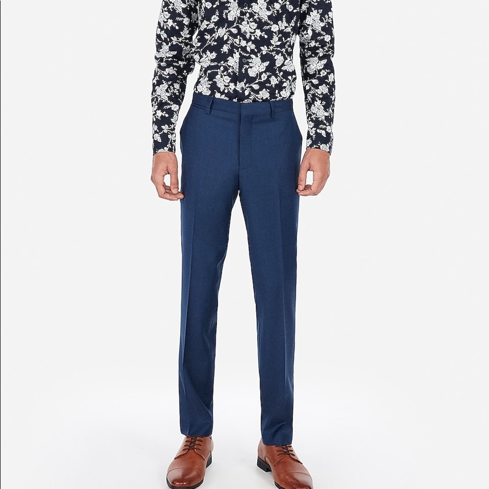 Express Blue Wool-Blend Stretch Suit Pant 38/30